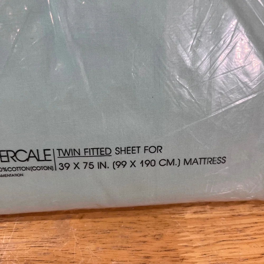 Vtg Martex Fitted Sheet Twin Seafoam Green No-Iron Percale Cotton Blend NOS